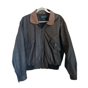 Vintage American Eagle Leather Bomber Jacket Mens M Flight Pilot Moto Distressed